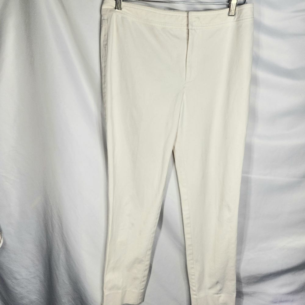 Debra deRoo T530 Off-White Taper Leg Pants w/Side Slits Size Small